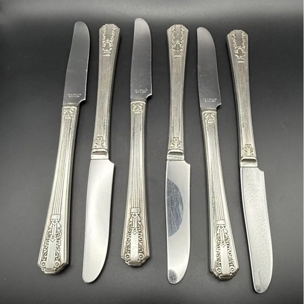Vintage Oneida Wm A Rogers Silverplate Grille Knife Avenue Pattern 1939 Set Of 6